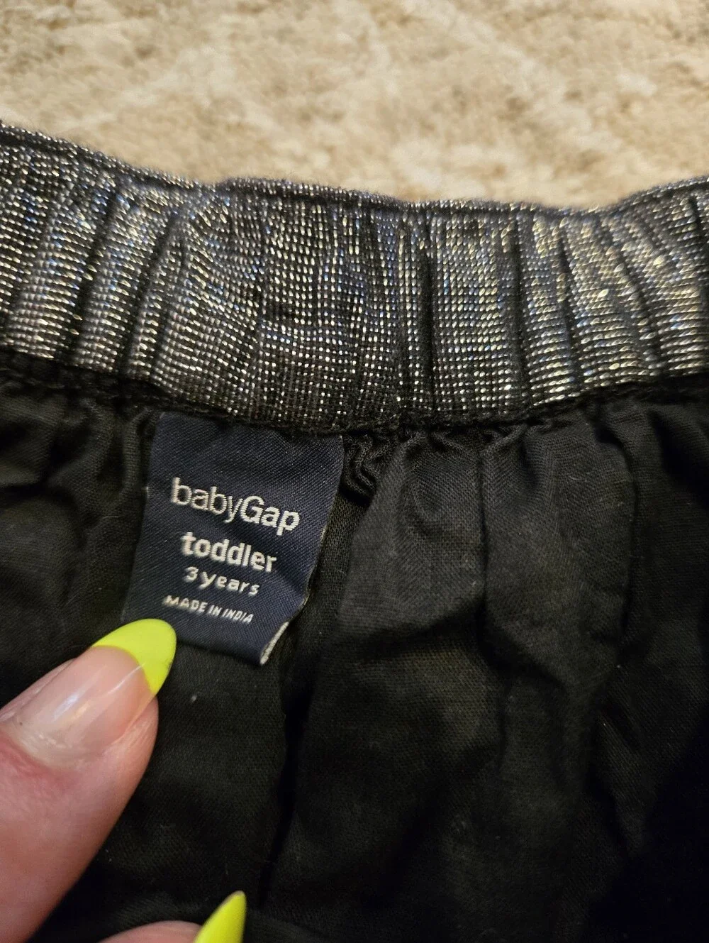 Baby Gap Metallic Silver Black Pleated Skirt